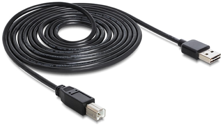 Delock 85553 EASY-USB 2.0-A > USB-B apa/apa 5m fekete kábel