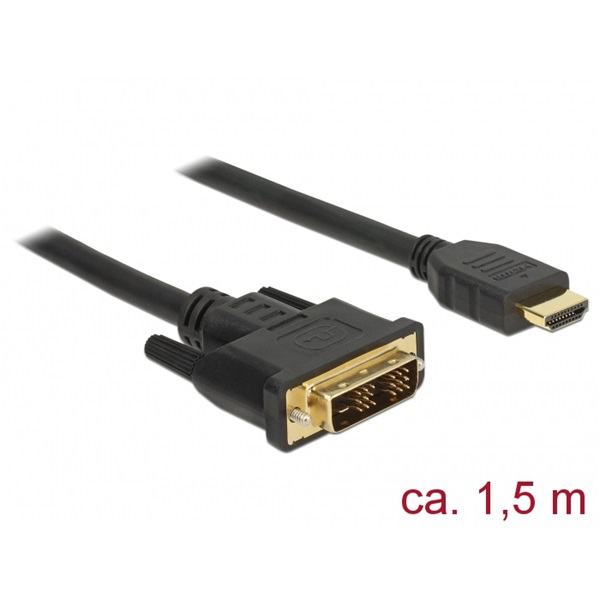 Delock 85583 1,5m DVI 18+1/HDMI-A fekete kábel