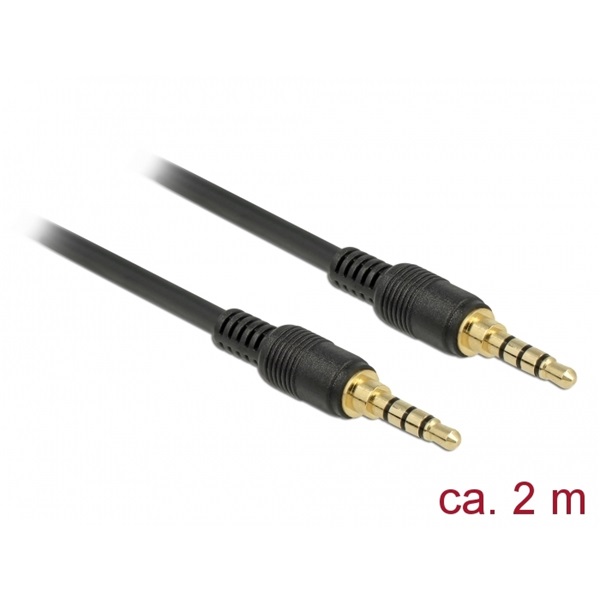 Delock 85598 2m 3,5 mm Jack 4-tűs apa-apa fekete sztereó kábel