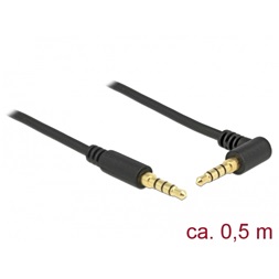 Delock 85607 1m 3,5 mm Jack 4-tűs apa-apa fekete sztereó kábel