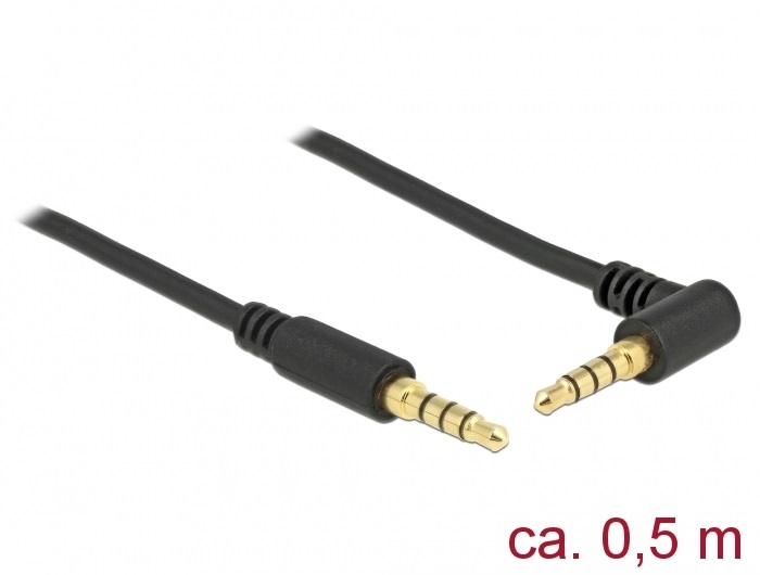 Delock 85607 1m 3,5 mm Jack 4-tűs apa-apa fekete sztereó kábel