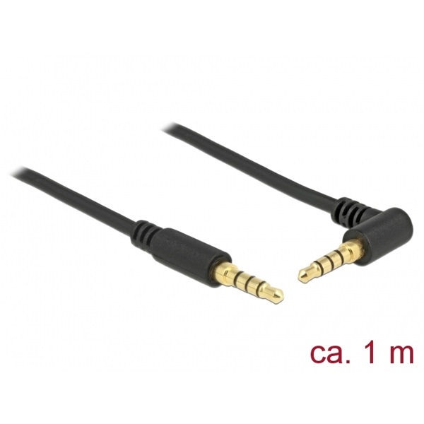 Delock 85610 1m 3,5 mm Jack 4-tűs apa-apa fekete sztereó kábel