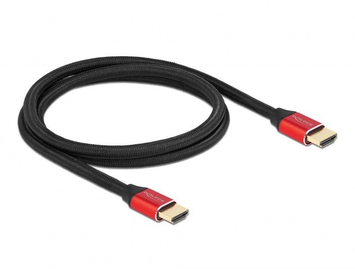 Delock 85773 1m Ultra nagy sebességű HDMI 48Gbps 8K 60Hz piros kábel
