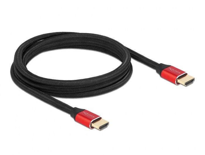 Delock 85774 2m Ultra nagy sebességű HDMI 48Gbps 8K 60Hz piros kábel