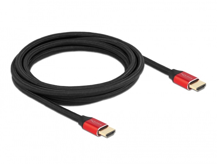 Delock 85775 3m Ultra nagy sebességű HDMI 48Gbps 8K 60Hz piros kábel
