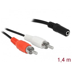 Delock 85808 1,4m 2xRCA apa/1x3,5 mm Jack 3-tűs audió kábel