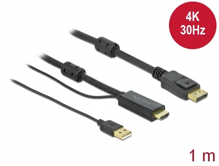 Delock 85963 1m DisplayPort/HDMI 4K 30 Hz kábel