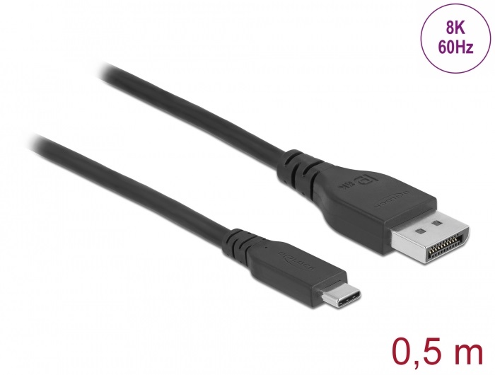 Delock 86037 50cm USB-C - DisplayPort 8K 60Hz kétirányú kábel