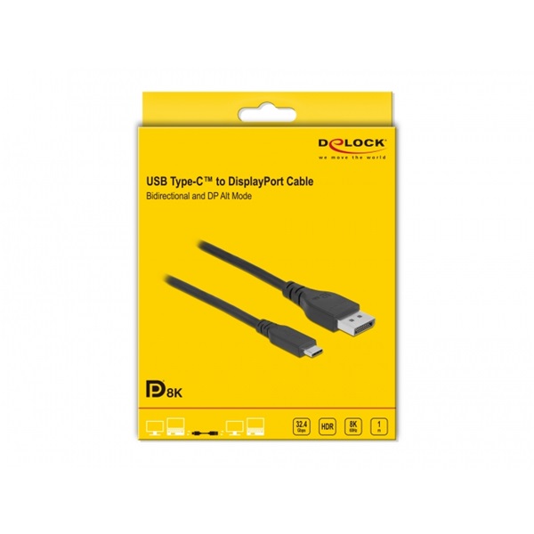 Delock 86038 1m USB-C - DisplayPort 8K 60Hz kétirányú kábel