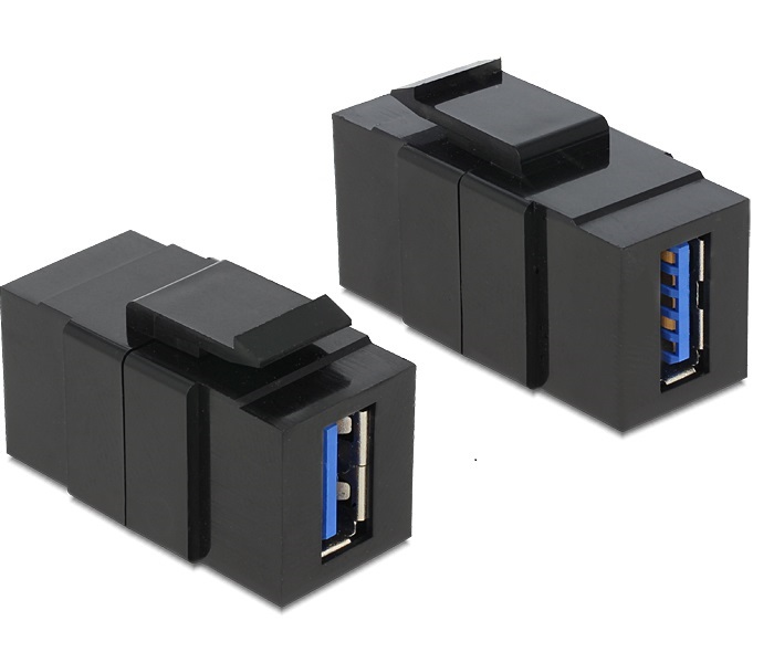 Delock 86369 USB 3.0 A anya > USB 3.0 A anya fekete Keystone modul adapter