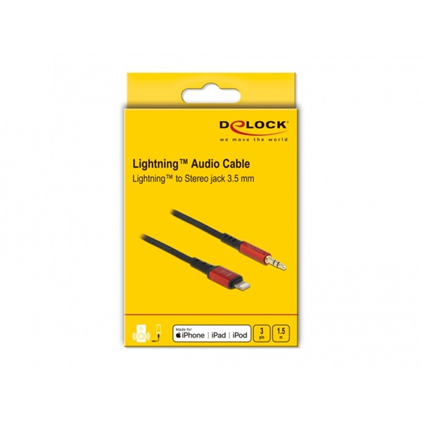 Delock 86587 1,5m 8 tűs Lightning apa - 3,5mm jack apa kábel
