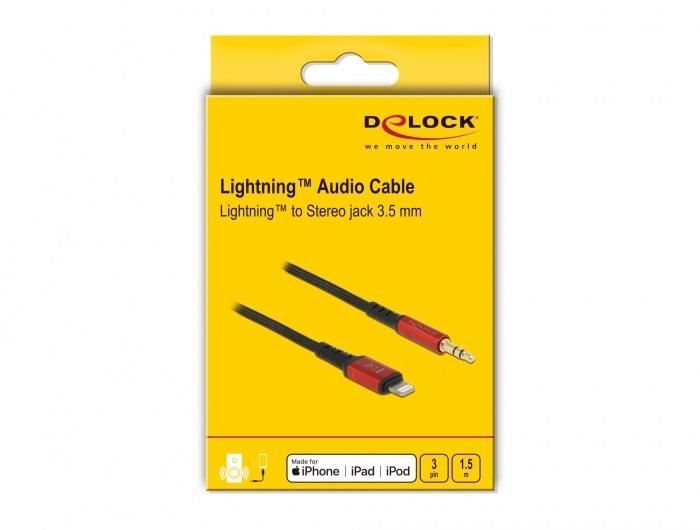 Delock 86587 1,5m 8 tűs Lightning apa - 3,5mm jack apa kábel