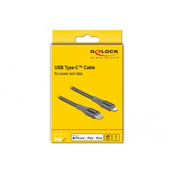 Delock 86632 2m USB-C - Lightning iPhone/iPad/iPod kompatibilis szürke MFi adat- és töltőkábel