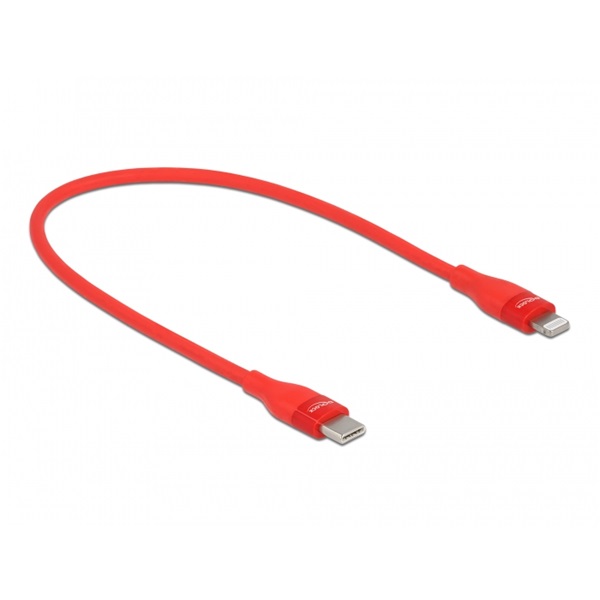 Delock 86633 50cm USB-C - Lightning iPhone/iPad/iPod kompatibilis piros MFi adat- és töltőkábel