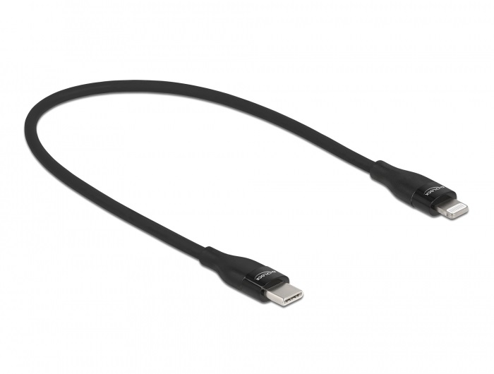 Delock 86636 50cm USB-C - Lightning iPhone/iPad/iPod kompatibilis fekete MFi adat- és töltőkábel