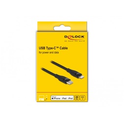 Delock 86636 50cm USB-C - Lightning iPhone/iPad/iPod kompatibilis fekete MFi adat- és töltőkábel