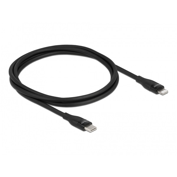 Delock 86637 1m USB-C - Lightning iPhone/iPad/iPod kompatibilis fekete MFi adat- és töltőkábel