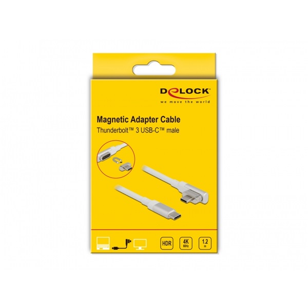 Delock 86703 1,2m Thunderbolt 3 USB-C 4K 60Hz apa - apa hajlított mágneses kábel