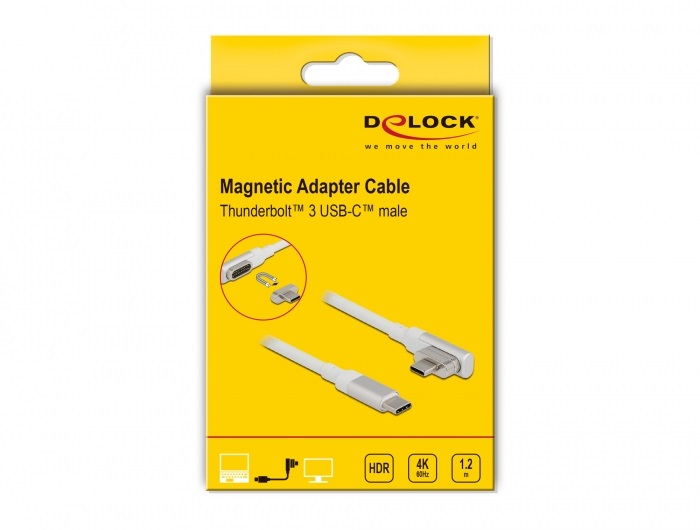 Delock 86703 1,2m Thunderbolt 3 USB-C 4K 60Hz apa - apa hajlított mágneses kábel