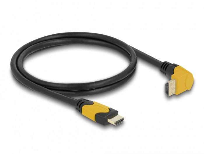 Delock 86988 1m High Speed HDMI 48Gbps apa egyenes - apa 90°-ban felfelé hajlított kábel