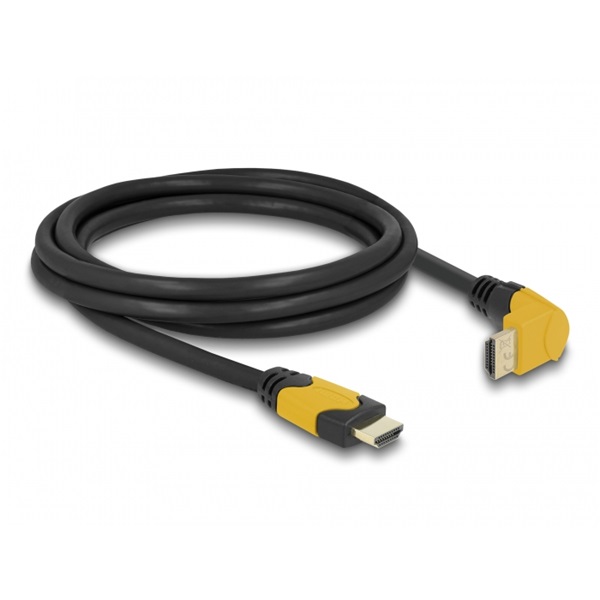 Delock 86989 2m High Speed HDMI 48Gbps apa egyenes - apa 90°-ban felfelé hajlított kábel