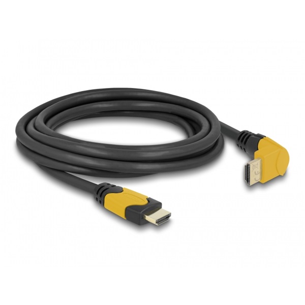 Delock 86990 3m High Speed HDMI 48Gbps apa egyenes - apa 90°-ban felfelé hajlított kábel