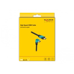 Delock 86993 3m High Speed HDMI 48Gbps apa egyenes - apa 90°-ban lefelé hajlított kábel