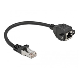 Delock 86998 25cm Cat6A S/FTP RJ45 apa - rögzíthető RJ45 anya hosszabbító kábel