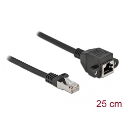 Delock 86998 25cm Cat6A S/FTP RJ45 apa - rögzíthető RJ45 anya hosszabbító kábel