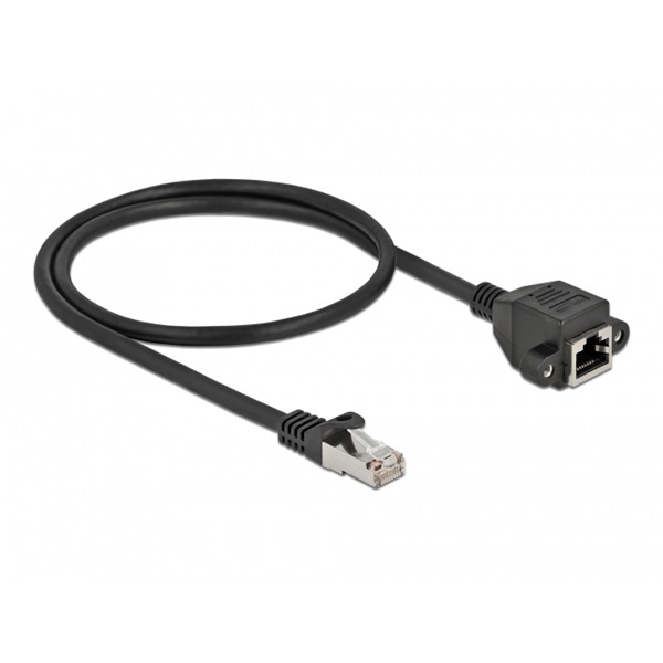 Delock 86999 50cm Cat6A S/FTP RJ45 apa - rögzíthető RJ45 anya hosszabbító kábel