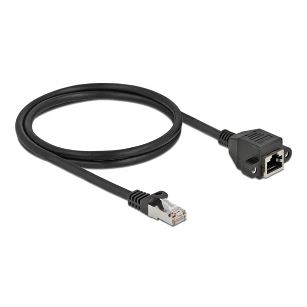 Delock 87001 1m Cat6A S/FTP RJ45 apa - rögzíthető RJ45 anya hosszabbító kábel