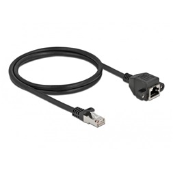 Delock 87001 1m Cat6A S/FTP RJ45 apa - rögzíthető RJ45 anya hosszabbító kábel
