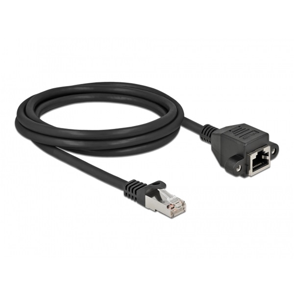 Delock 87002 2m Cat6A S/FTP RJ45 apa - rögzíthető RJ45 anya hosszabbító kábel