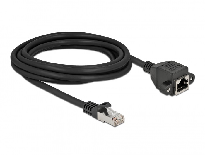 Delock 87003 3m Cat6A S/FTP RJ45 apa - rögzíthető RJ45 anya hosszabbító kábel