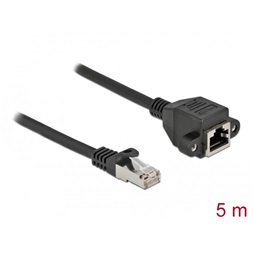 Delock 87005 5m Cat6A S/FTP RJ45 apa - rögzíthető RJ45 anya hosszabbító kábel