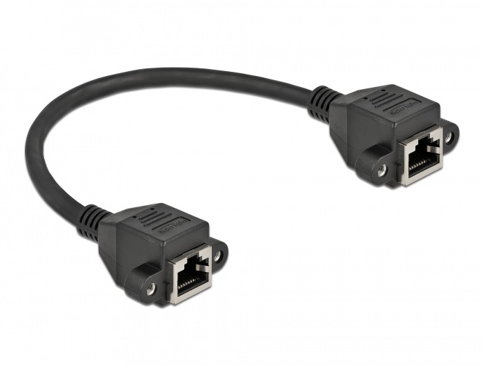 Delock 87006 25cm Cat6A S/FTP rögzíthető RJ45 anya - rögzíthető RJ45 anya hosszabbító kábel