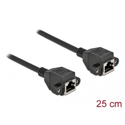 Delock 87006 25cm Cat6A S/FTP rögzíthető RJ45 anya - rögzíthető RJ45 anya hosszabbító kábel
