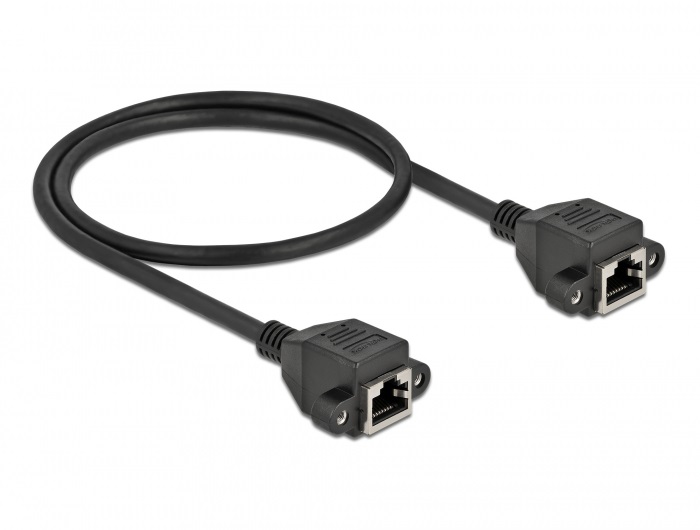 Delock 87008 50cm Cat6A S/FTP rögzíthető RJ45 anya - rögzíthető RJ45 anya hosszabbító kábel