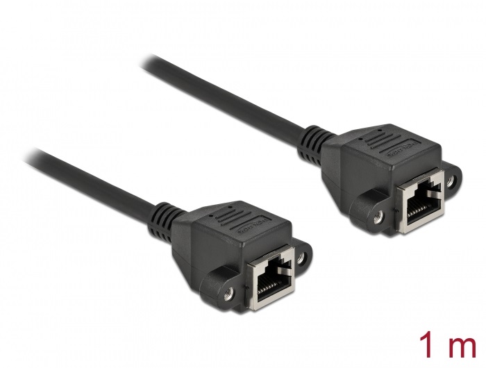 Delock 87009 1m Cat6A S/FTP rögzíthető RJ45 anya - rögzíthető RJ45 anya hosszabbító kábel