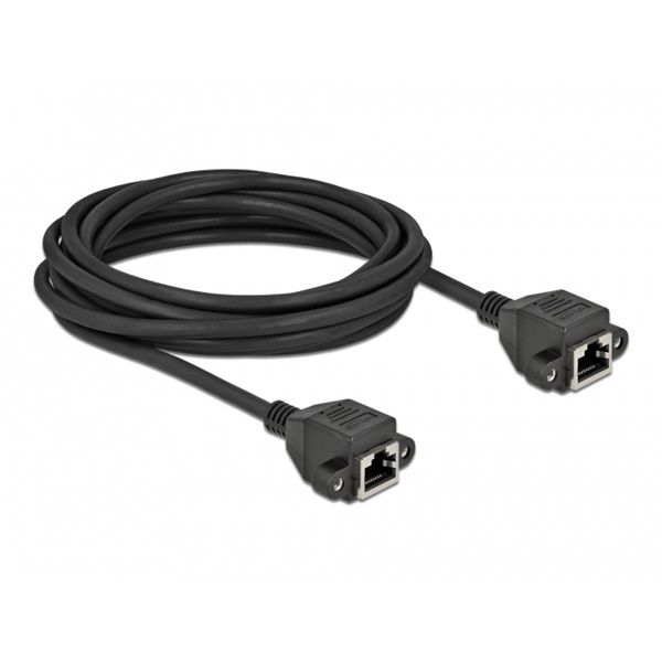 Delock 87012 5m Cat6A S/FTP rögzíthető RJ45 anya - rögzíthető RJ45 anya hosszabbító kábel