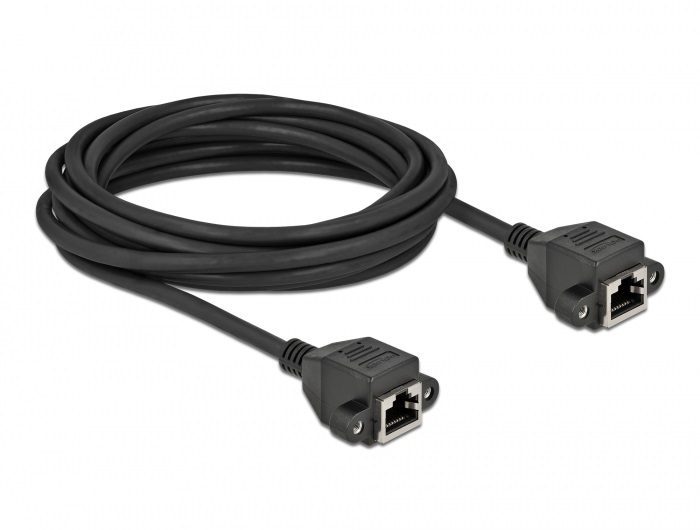 Delock 87012 5m Cat6A S/FTP rögzíthető RJ45 anya - rögzíthető RJ45 anya hosszabbító kábel