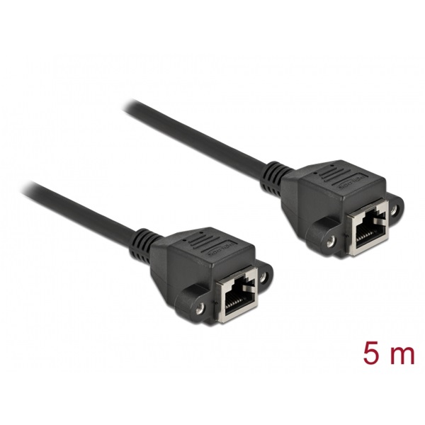 Delock 87012 5m Cat6A S/FTP rögzíthető RJ45 anya - rögzíthető RJ45 anya hosszabbító kábel
