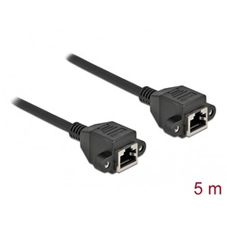 Delock 87012 5m Cat6A S/FTP rögzíthető RJ45 anya - rögzíthető RJ45 anya hosszabbító kábel