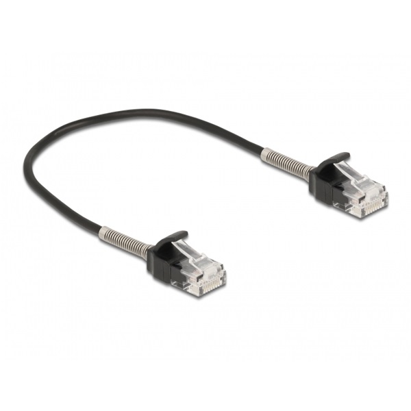 Delock 87014 25cm Cat6A RJ45 apa - RJ45 apa görbítés védelemmel ellátott kábel