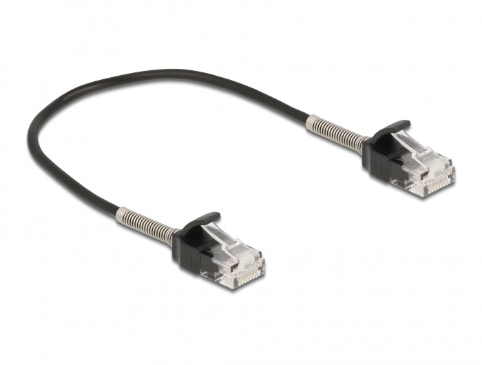 Delock 87014 25cm Cat6A RJ45 apa - RJ45 apa görbítés védelemmel ellátott kábel