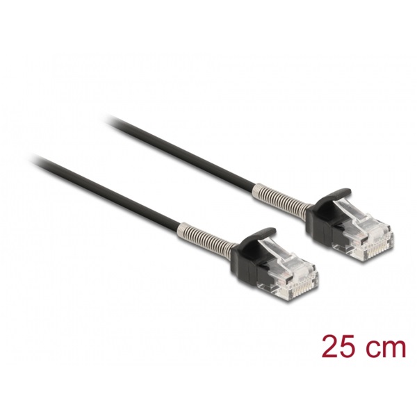 Delock 87014 25cm Cat6A RJ45 apa - RJ45 apa görbítés védelemmel ellátott kábel