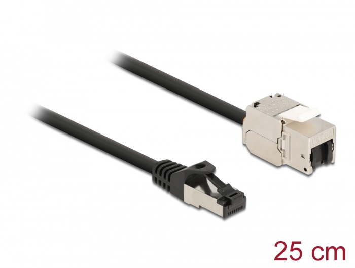 Delock 87022 25cm Cat.6A RJ45 apa - Keystone modulos RJ45 anya kábel