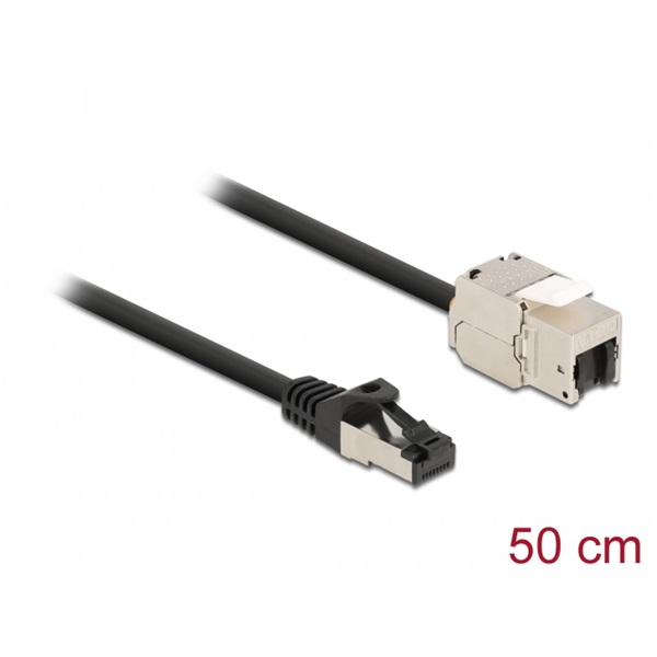 Delock 87025 50cm Cat.6A RJ45 apa - Keystone modulos RJ45 anya kábel