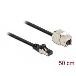 Delock 87025 50cm Cat.6A RJ45 apa - Keystone modulos RJ45 anya kábel