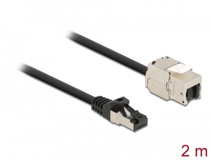 Delock 87028 2m Cat.6A RJ45 apa - Keystone modulos RJ45 anya kábel